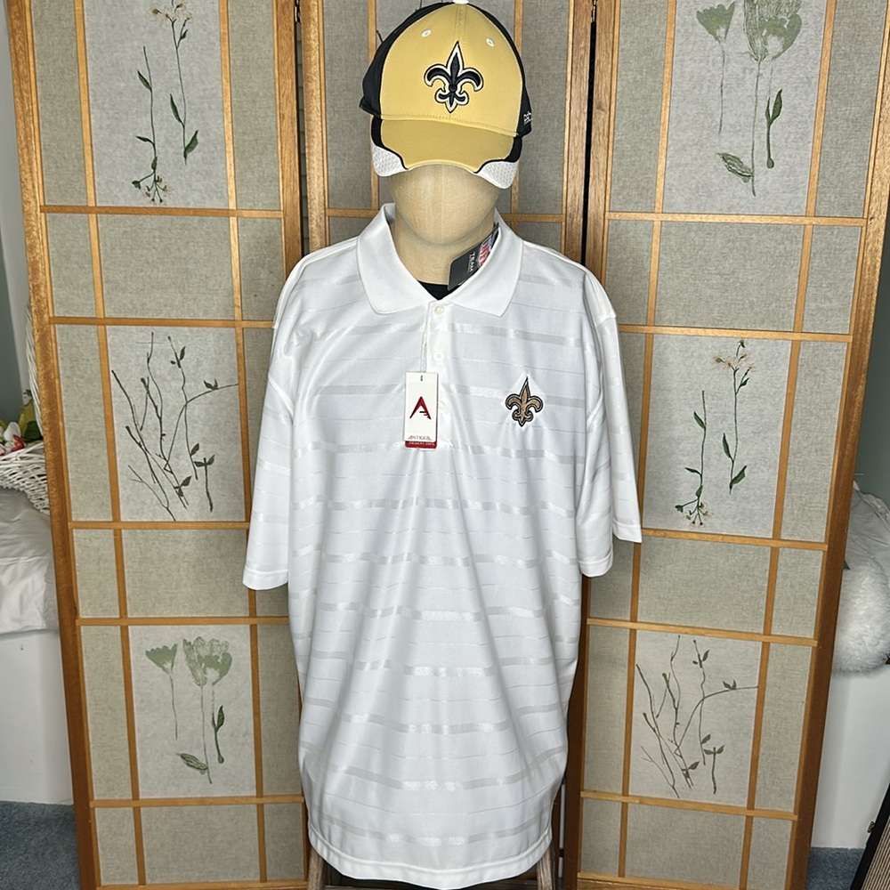 NWT Men's New Orleans Saints Antigua White Tunnel Polo Size XL - Picture 10 of 13